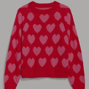 Old Navy Women's Size Medium CROPPED Crew Neck Valentine Heart Sweater -…